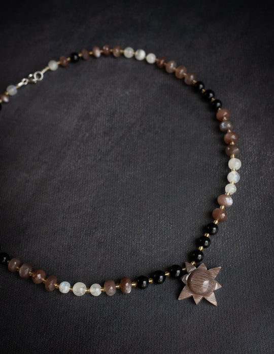 Chocolate Moonstone Solaris Beaded Necklace