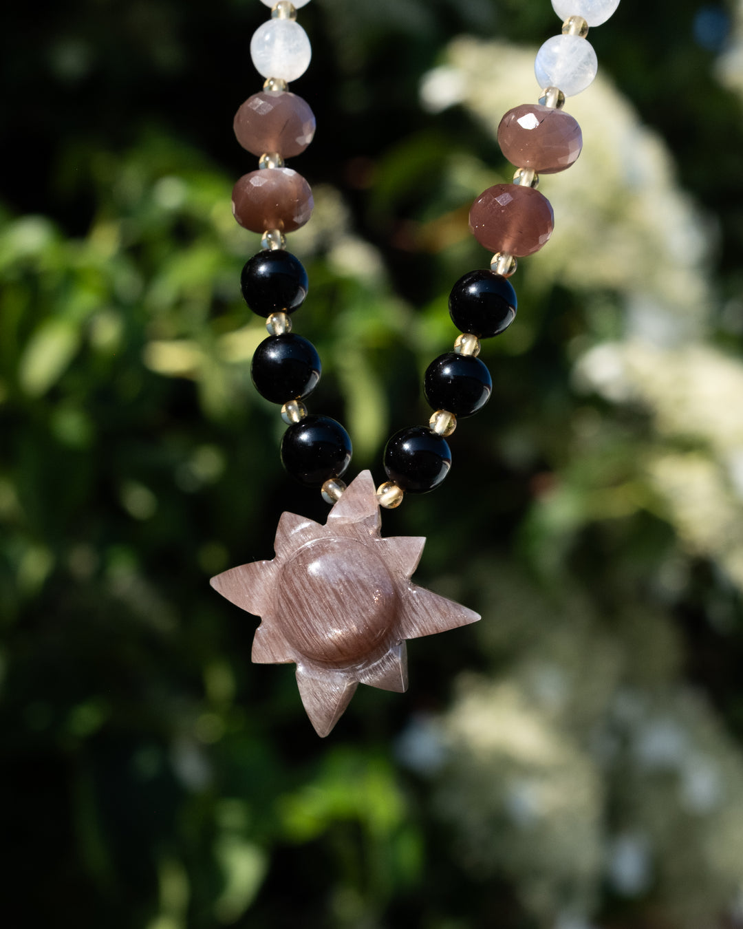 Chocolate Moonstone Solaris Beaded Necklace