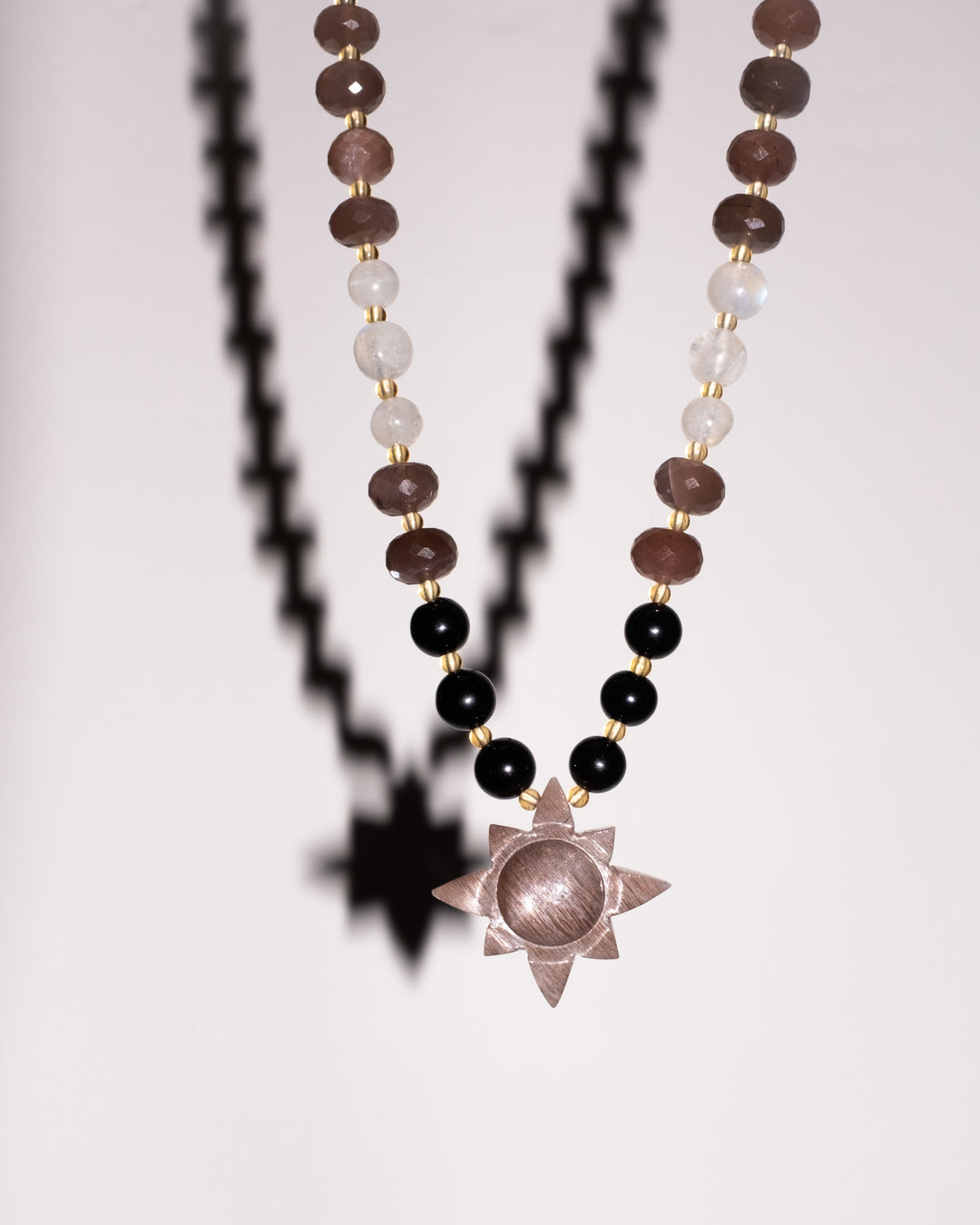 Chocolate Moonstone Solaris Beaded Necklace