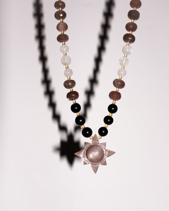 Chocolate Moonstone Solaris Beaded Necklace