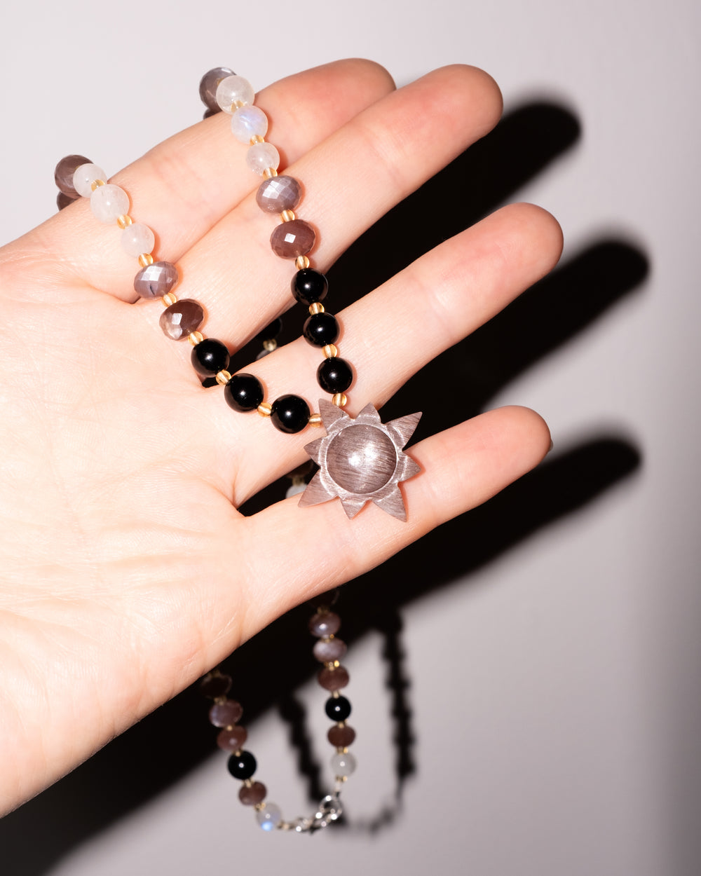 Chocolate Moonstone Solaris Beaded Necklace