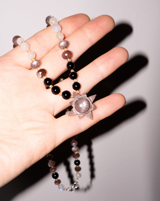 Chocolate Moonstone Solaris Beaded Necklace