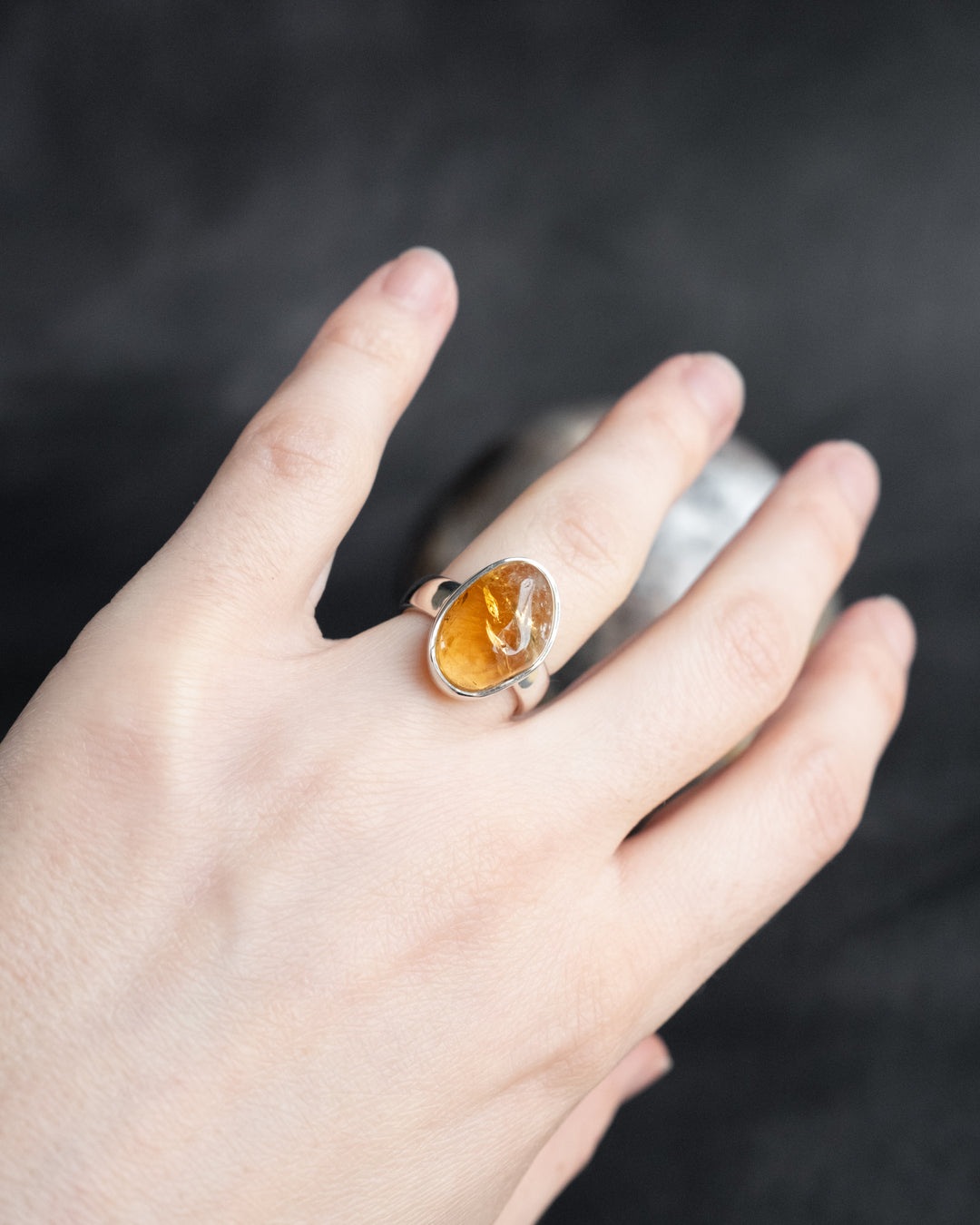 Natural Citrine Ring in Sterling Silver - Size 5 1/4 US / K 1/4 UK