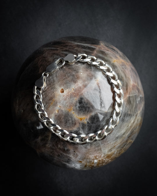 Heavy Sterling Silver Curb Bracelet 6.75"