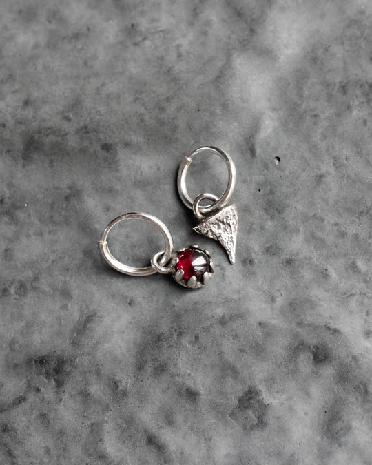 Rose Thorn & Garnet Sterling Silver Earrings
