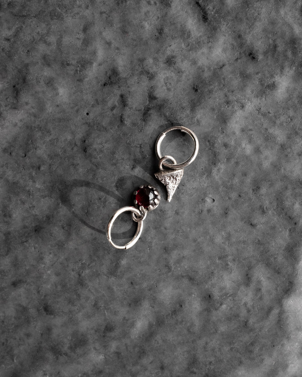 Rose Thorn & Garnet Sterling Silver Earrings