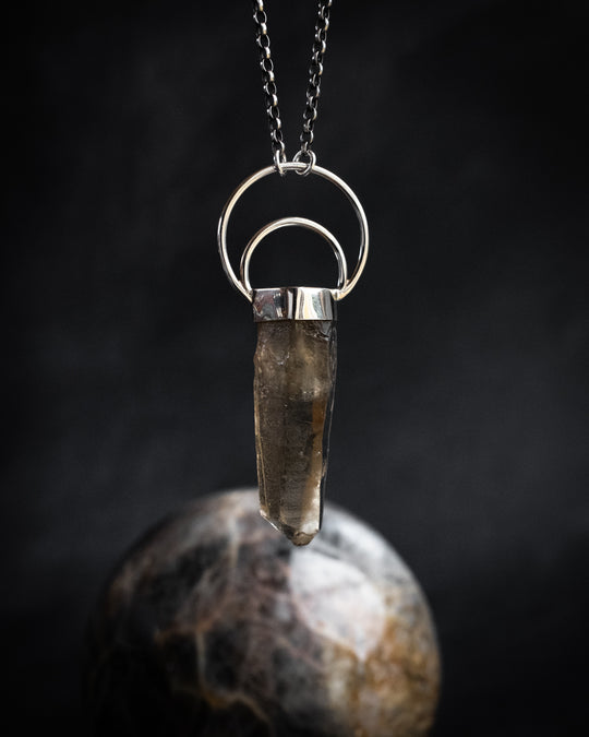Natural Citrine Moon Bail Sterling Silver Necklace
