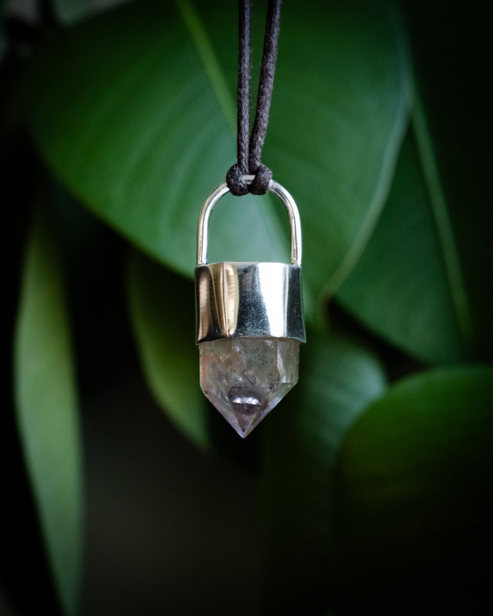 Golden Amethyst Point Sterling Silver Necklace
