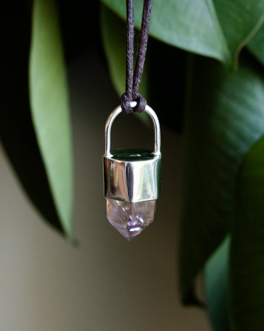 Golden Amethyst Point Sterling Silver Necklace