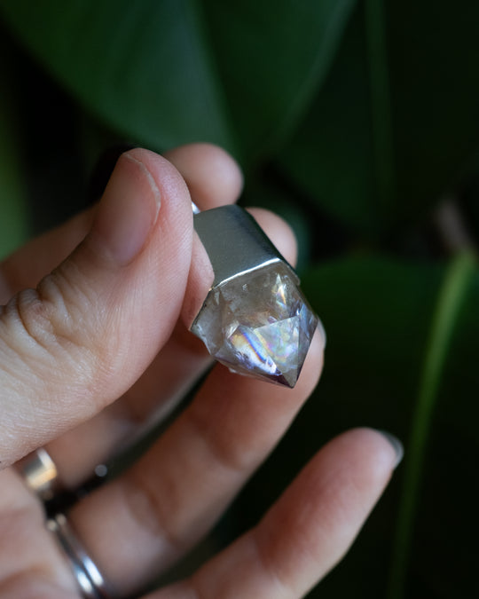 Golden Amethyst Point Sterling Silver Necklace