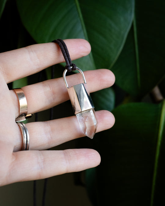Lemurian Quartz Point Sterling Silver Necklace