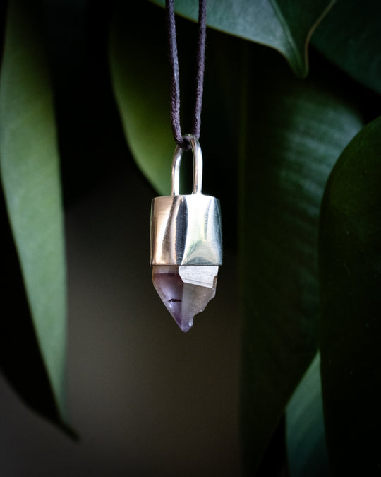 Golden Amethyst Point Sterling Silver Necklace