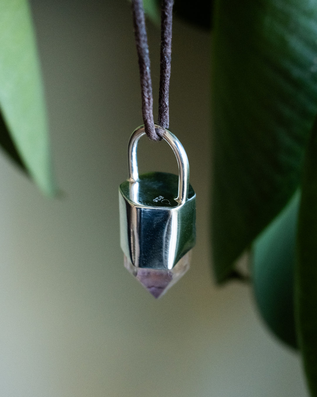 Golden Amethyst Point Sterling Silver Necklace