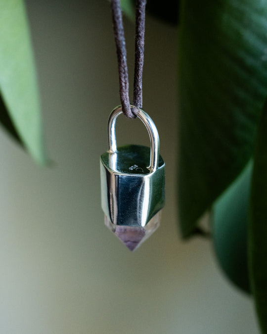 Golden Amethyst Point Sterling Silver Necklace