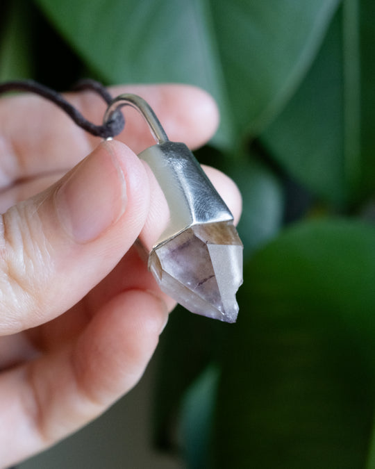 Golden Amethyst Point Sterling Silver Necklace