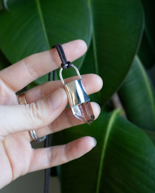Lemurian Quartz Point Sterling Silver Necklace