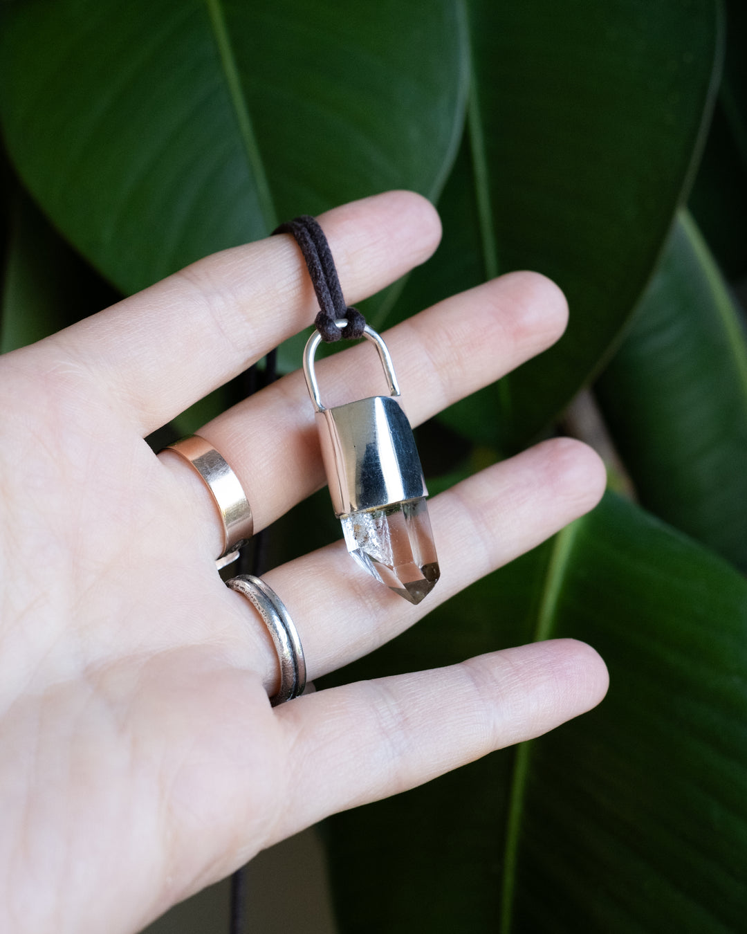 Lemurian Quartz Point Sterling Silver Necklace