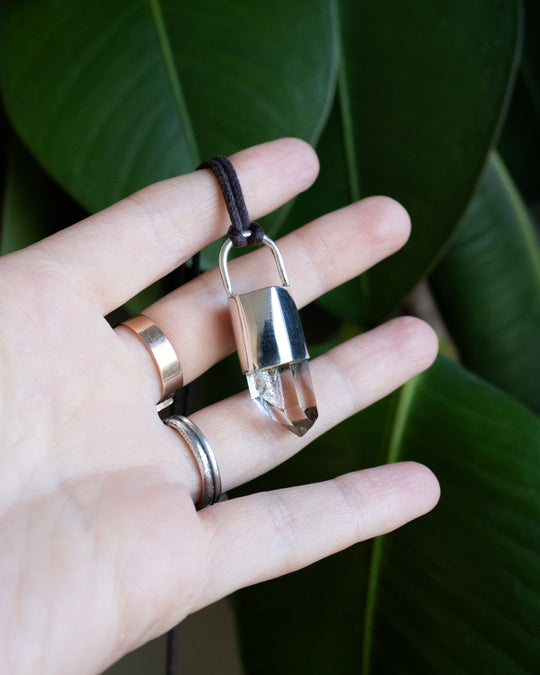 Lemurian Quartz Point Sterling Silver Necklace