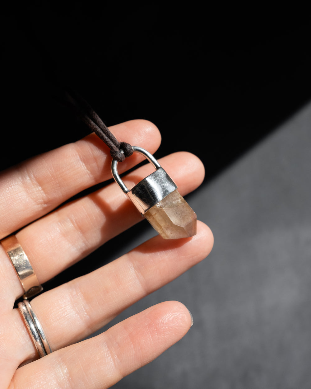 Golden Amethyst Point Sterling Silver Necklace