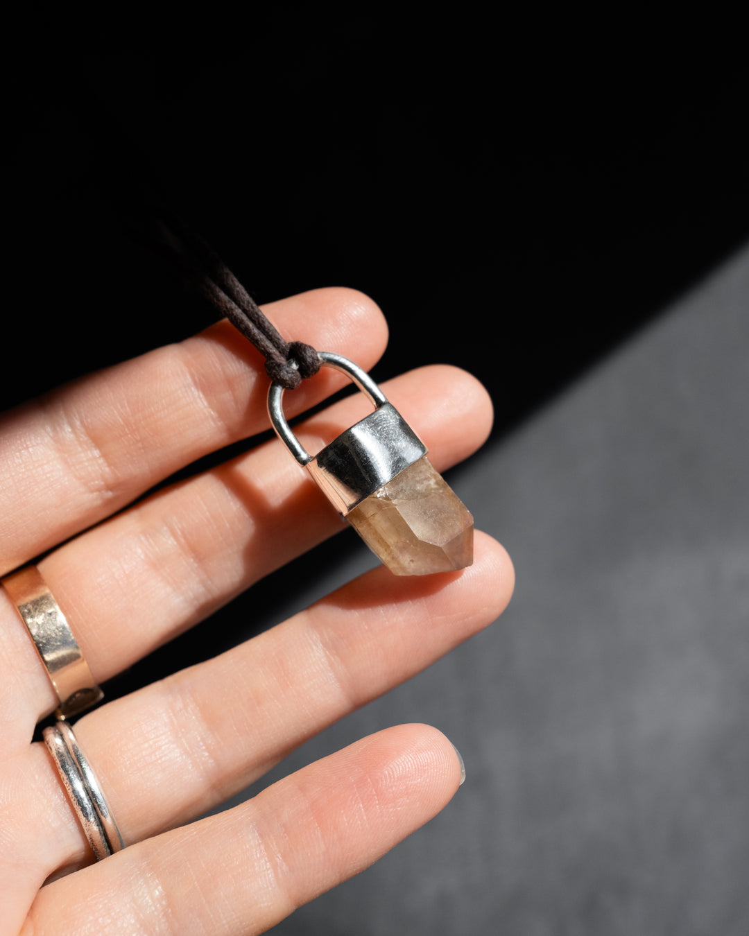 Golden Amethyst Point Sterling Silver Necklace