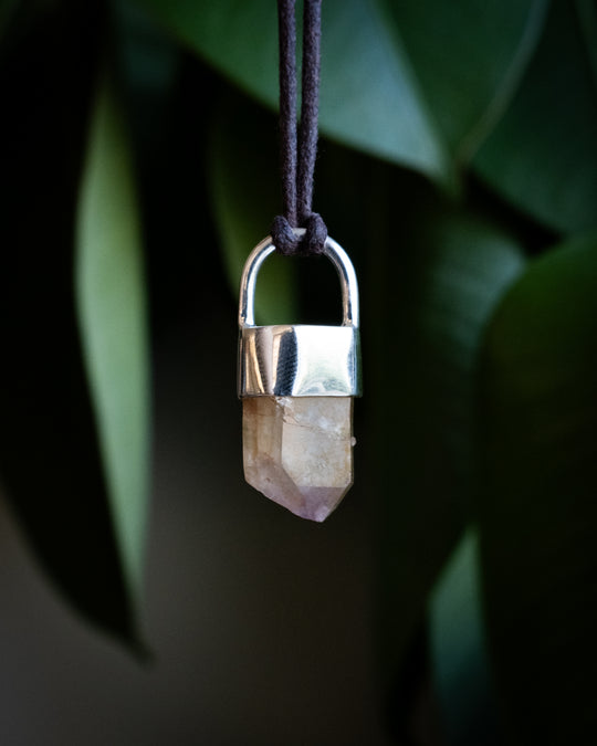 Golden Amethyst Point Sterling Silver Necklace