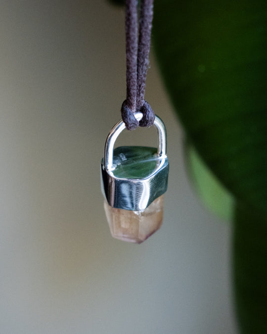 Golden Amethyst Point Sterling Silver Necklace