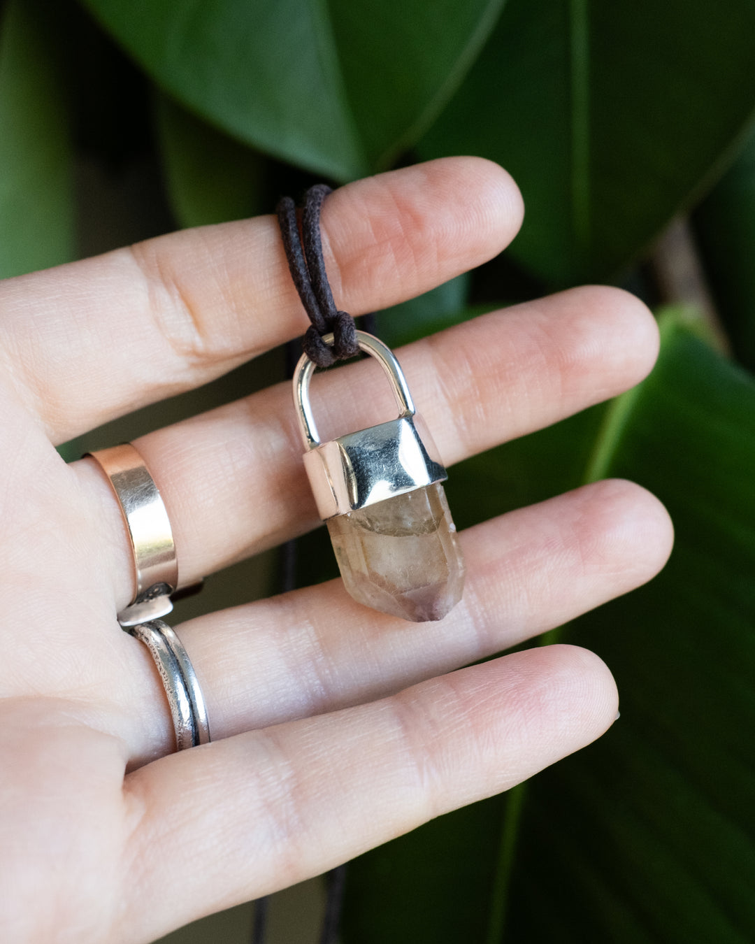Golden Amethyst Point Sterling Silver Necklace
