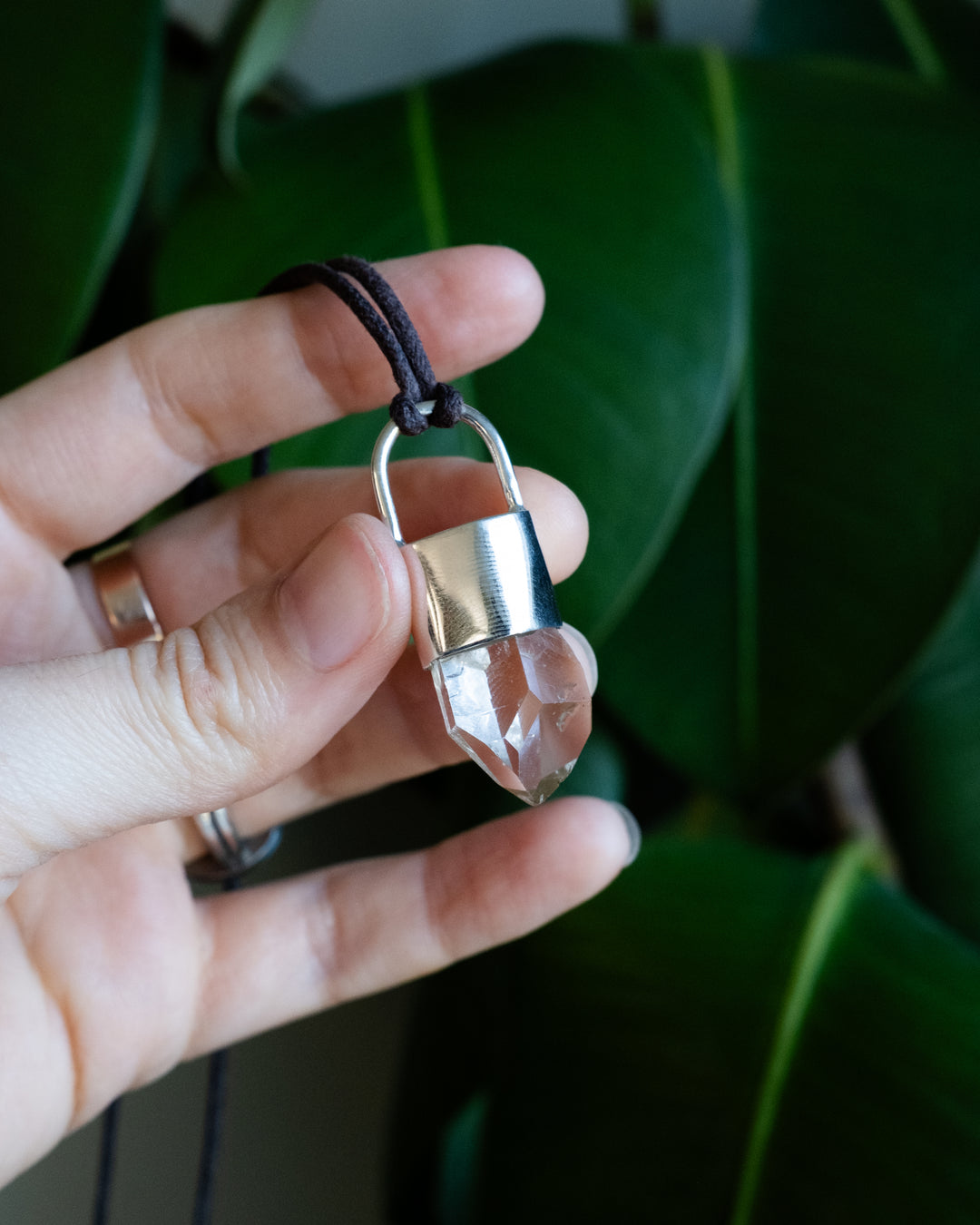 Lemurian Quartz Point Sterling Silver Necklace