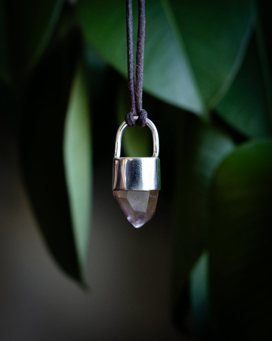 Golden Amethyst Point Sterling Silver Necklace