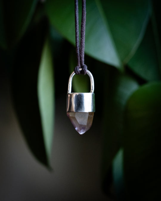 Golden Amethyst Point Sterling Silver Necklace