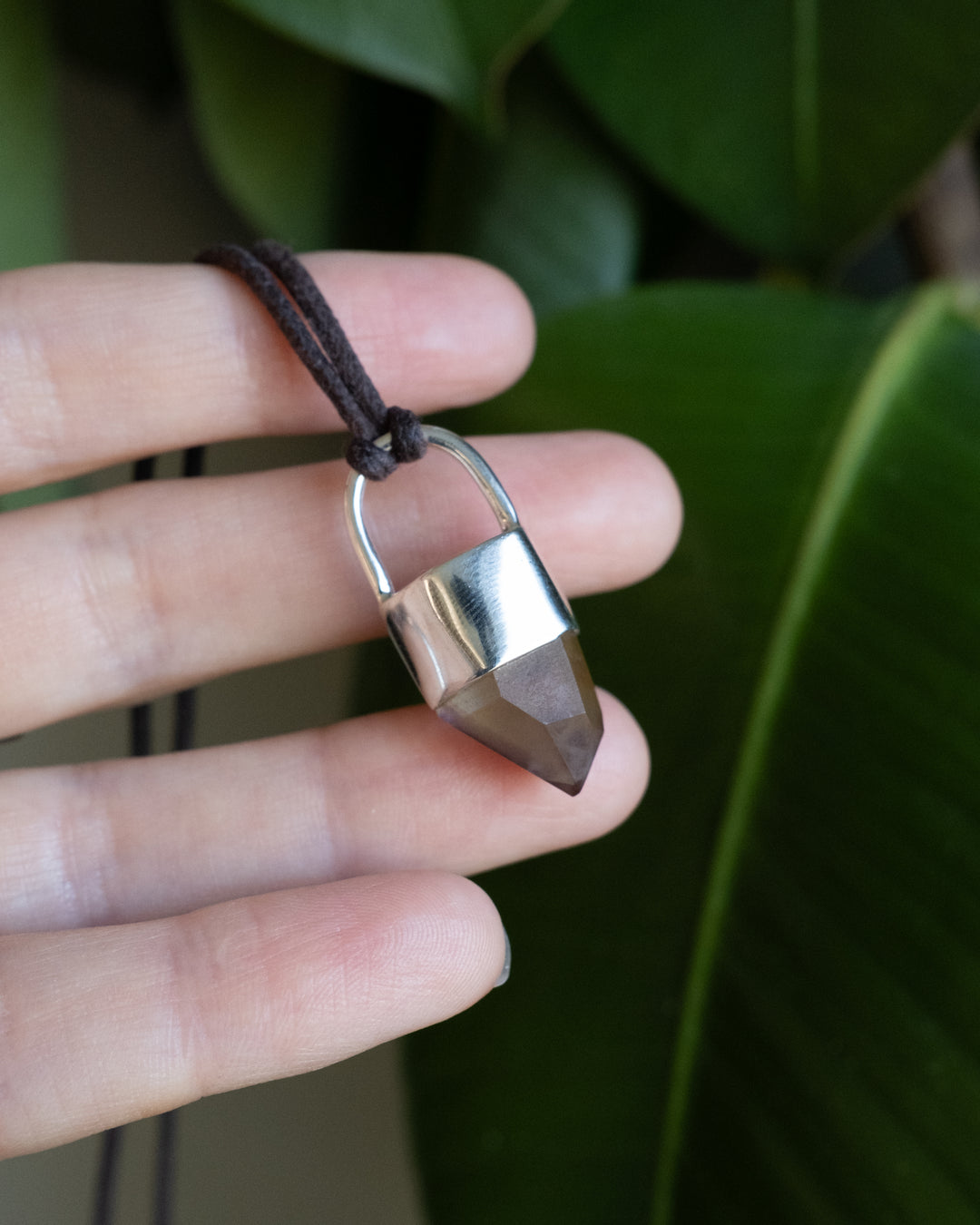 Golden Amethyst Point Sterling Silver Necklace