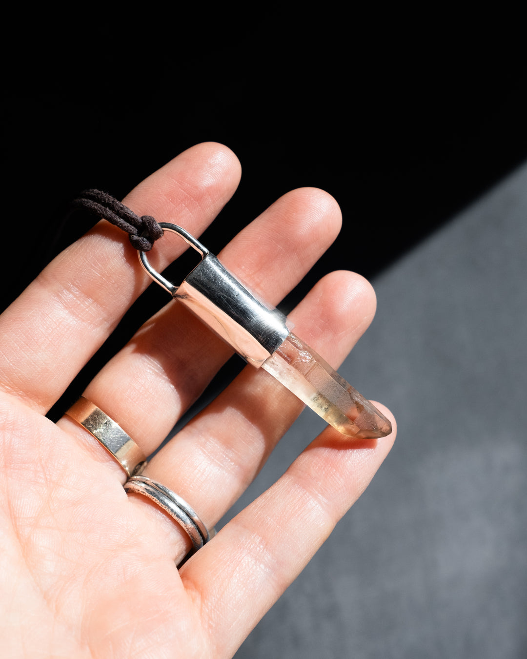 Natural Citrine Point Sterling Silver Necklace