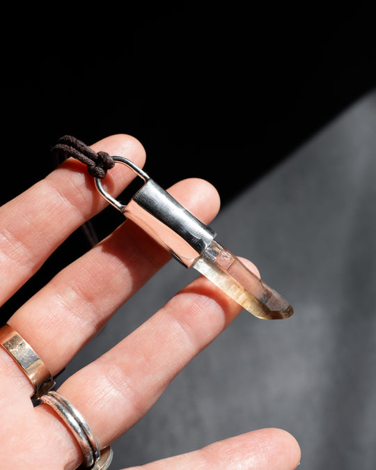 Natural Citrine Point Sterling Silver Necklace