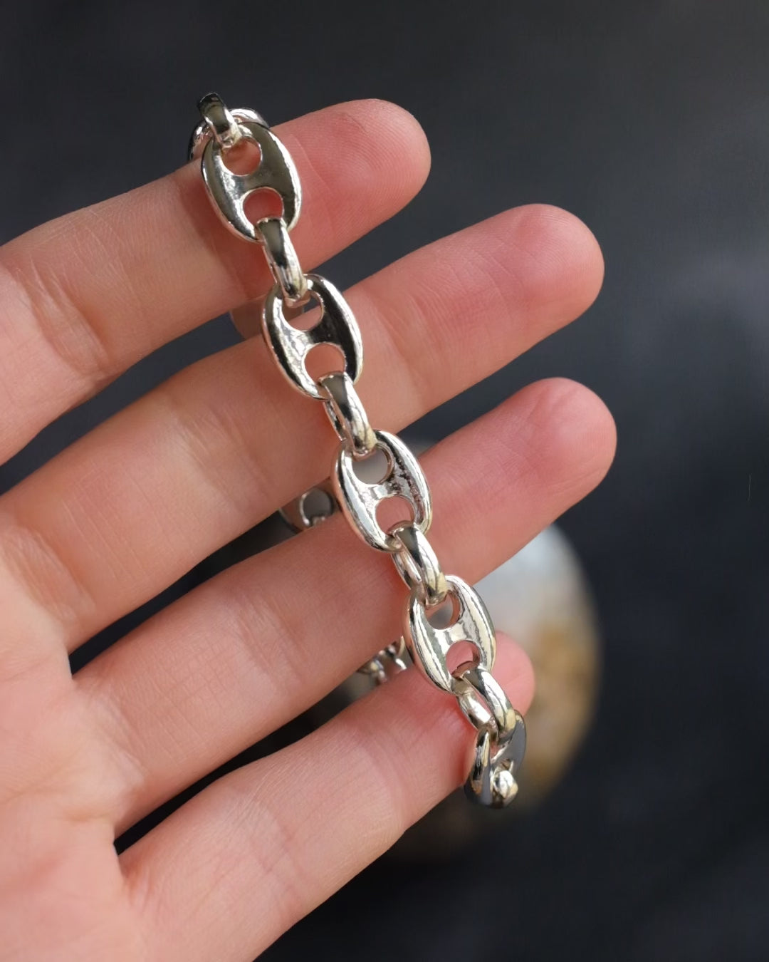 Heavy Sterling Silver Marine Bracelet 7"