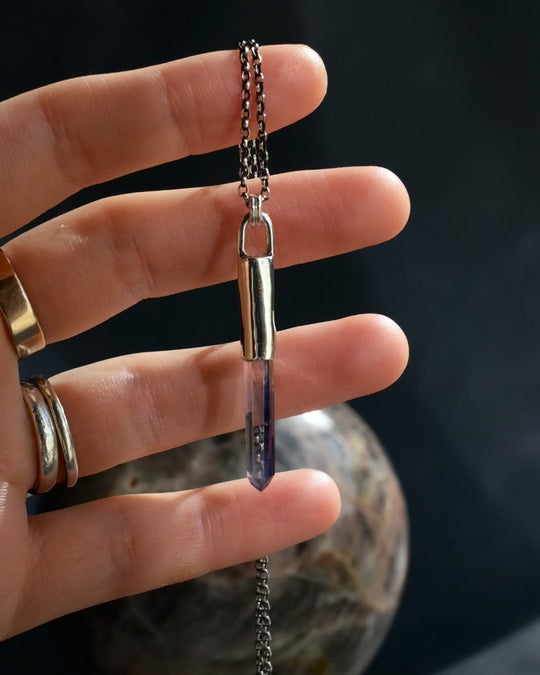 Tanzine Aura Quartz Sterling Silver Necklace #2