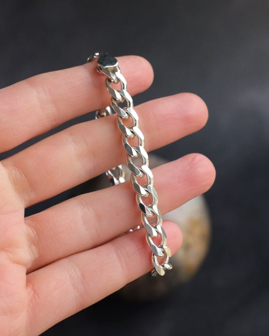 Heavy Sterling Silver Curb Bracelet 6.75"