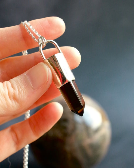 Smoky Quartz Sterling Silver Necklace #6