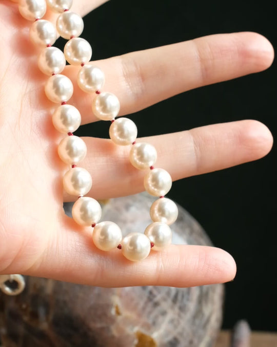 Creamrose Pearl Hand Knotted Sterling Silver Necklace