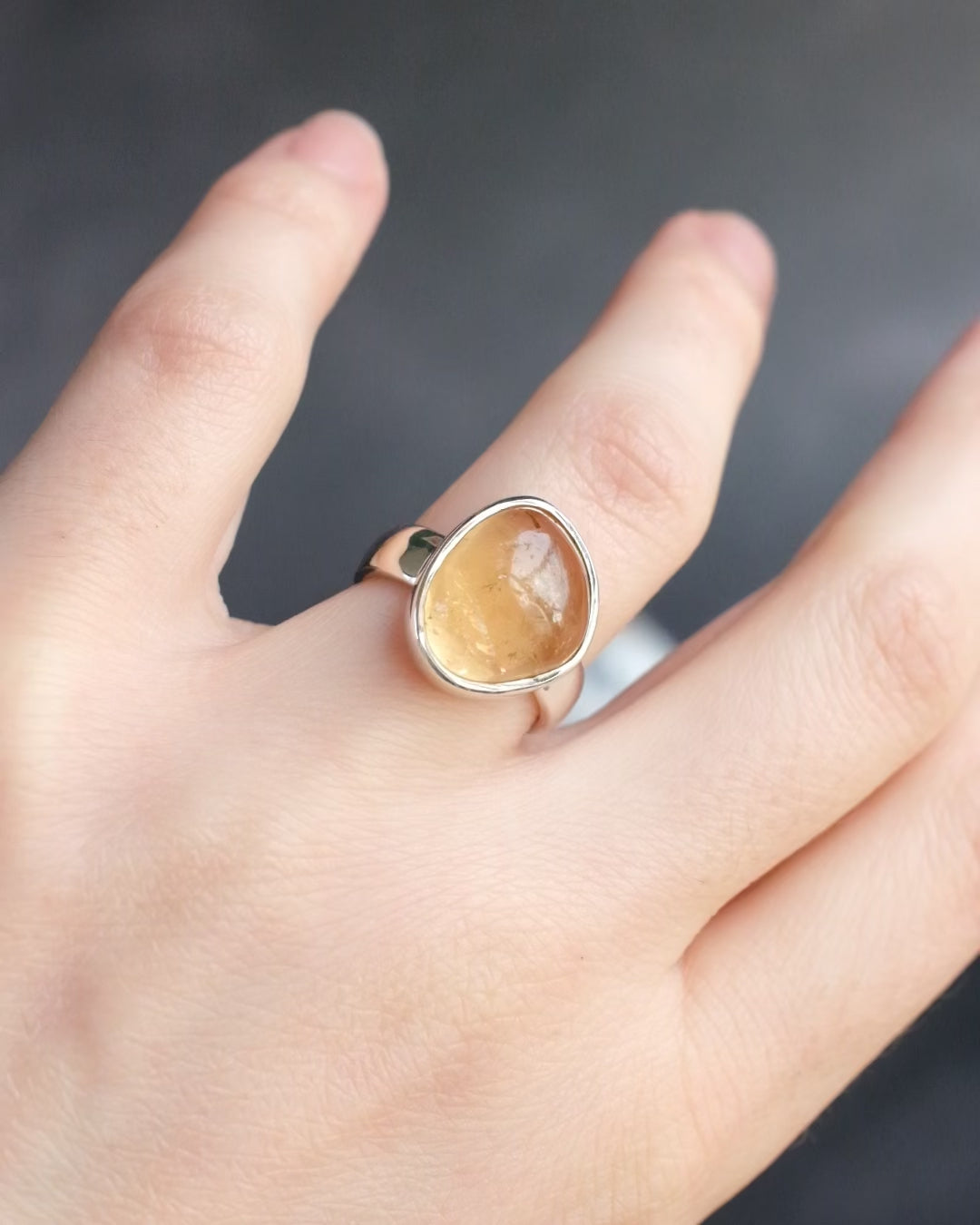 Natural Citrine Ring in Sterling Silver - Size 5 US / J 1/2 UK