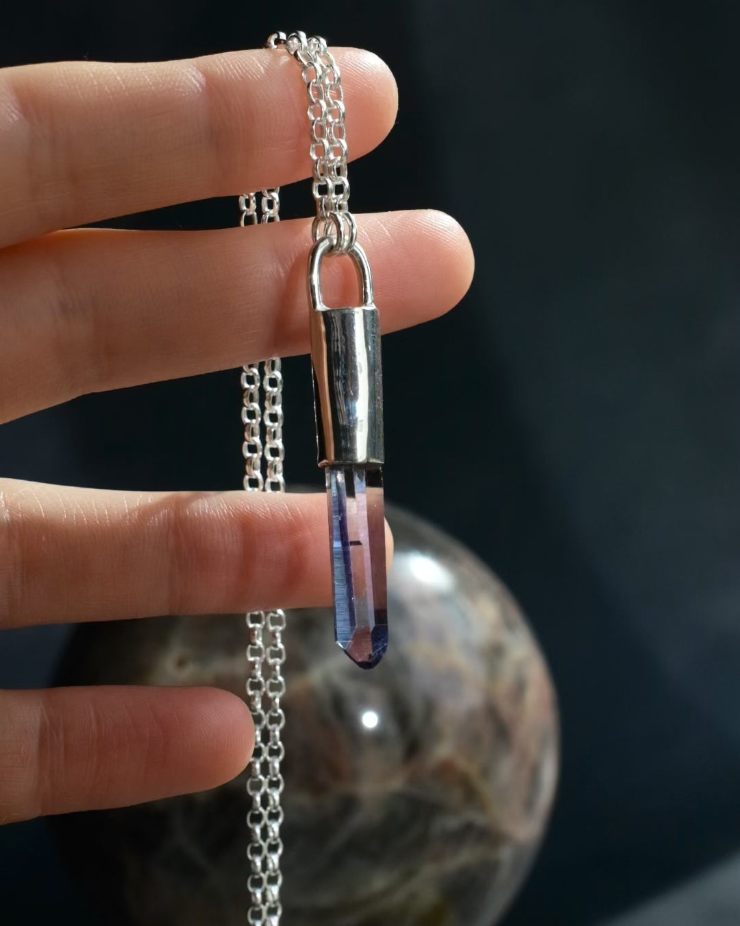 Tanzine Aura Quartz Sterling Silver Necklace #1