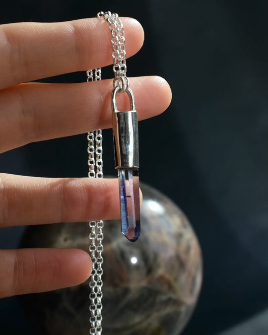 Tanzine Aura Quartz Sterling Silver Necklace #1