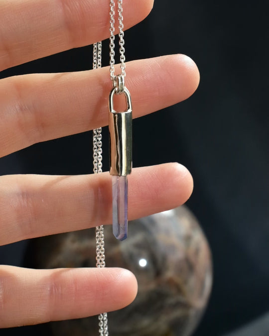 Tanzine Aura Quartz Sterling Silver Necklace #5