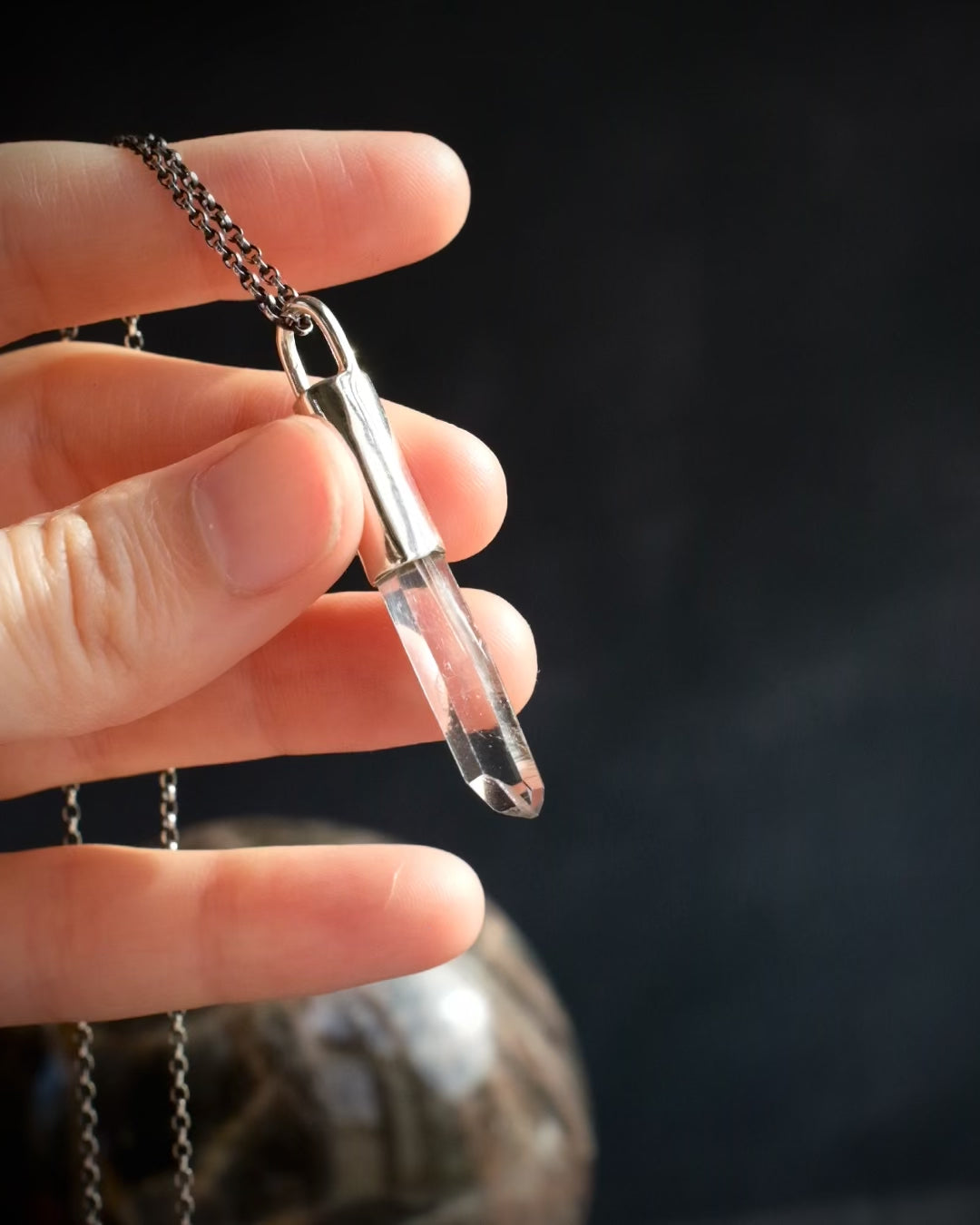 Blades of Light Clear Quartz Sterling Silver Necklace