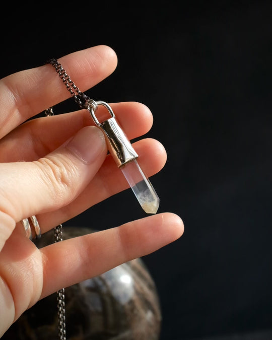 Blades of Light Clear Quartz Sterling Silver Necklace