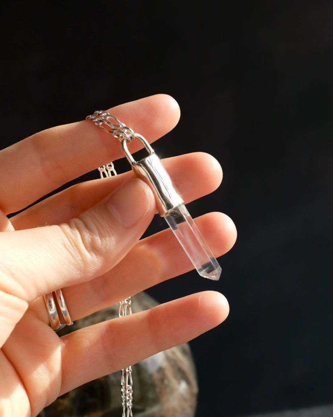 Blades of Light Clear Quartz Sterling Silver Necklace