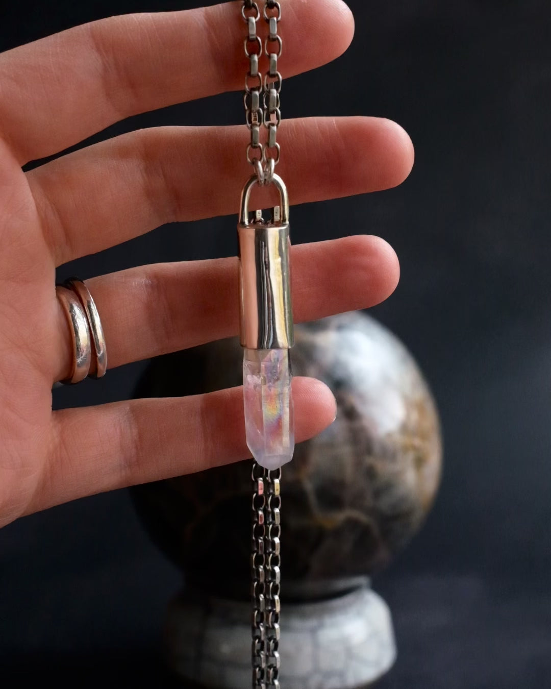 Angel Aura Quartz Sterling Silver Necklace #4