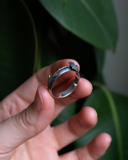 Rose Ring in Sterling Silver - Size R 3/4
