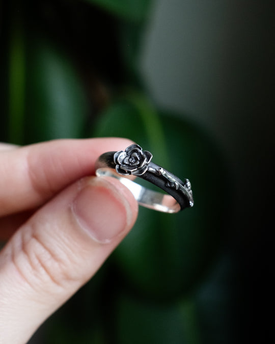 Rose Ring in Sterling Silver - Size R 3/4