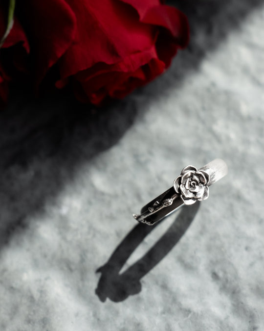Rose Ring in Sterling Silver - Size R 3/4