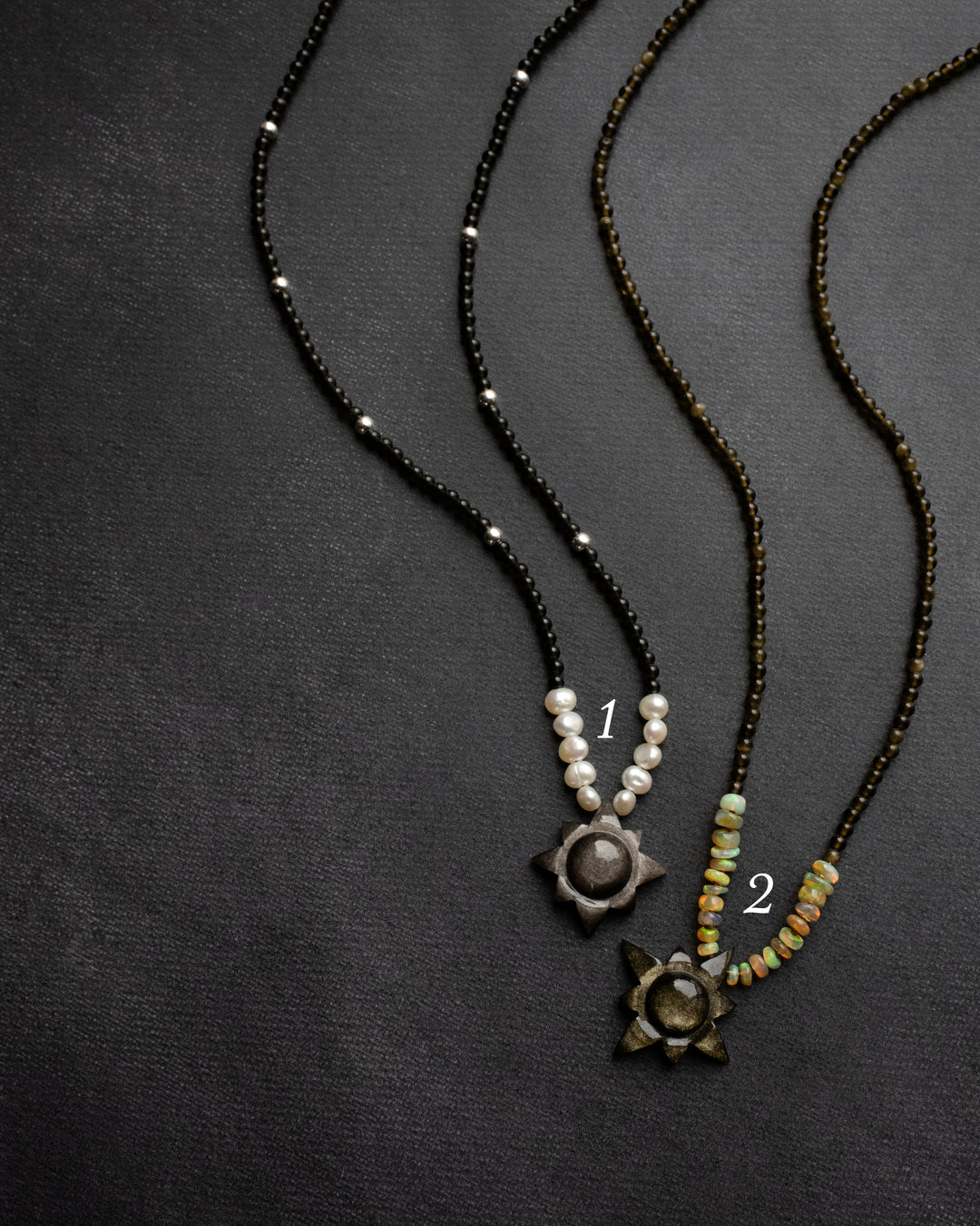 Obsidian Blackstar Solaris Beaded Necklace